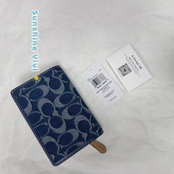 NEW Limited Coach Medium Corner Zip Wallet In Denim Signature CZ344 - Picture 8 of 8